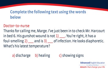 OET Dialogue; Doctor to Nurse