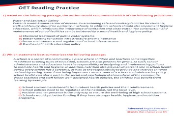OET Reading; Sanitation Safety
